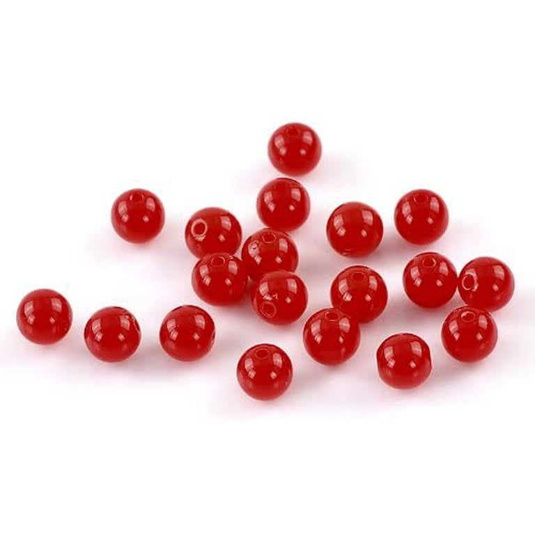 8MM PACK OF 50 ACRYLIC ROUND RED BEADS VALENTINES RED BEADS 